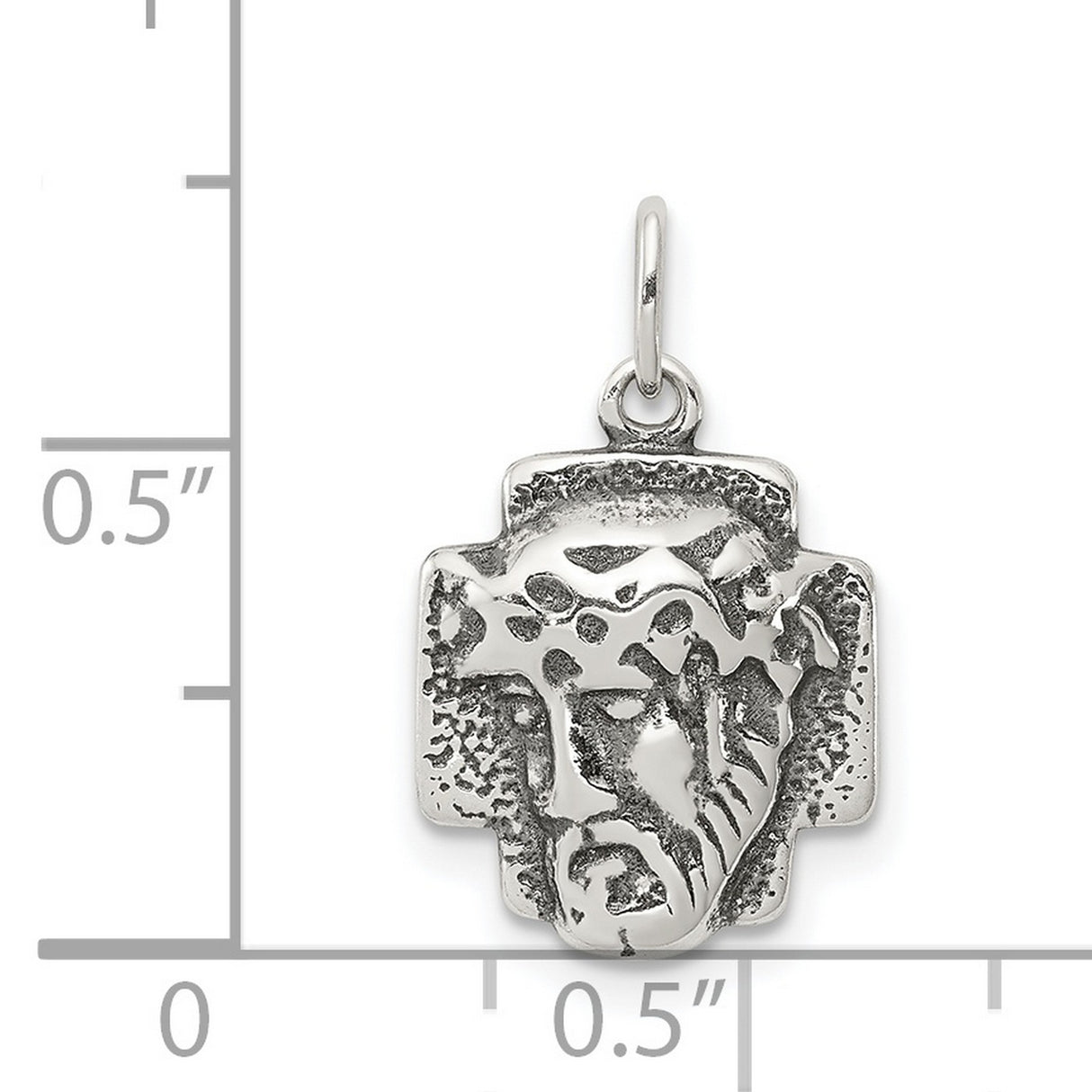 Sterling Silver Jesus Christ Pendant with Crown of Thorns, Religious Medal for Men