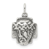 Sterling Silver Jesus Christ Pendant with Crown of Thorns, Religious Medal for Men