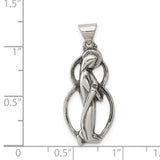 Sterling Silver Virgin Mary Pendant with Halo and Flowing Robe Christian Medal Charm