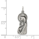 Sterling Silver Virgin Mary and Jesus Pendant, Christian Catholic Religious Medal for Women