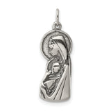 Sterling Silver Virgin Mary and Jesus Pendant, Christian Catholic Religious Medal for Women