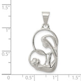 Sterling Silver Virgin Mary Pendant with Abstract Mary and Jesus Design, Christian Medal