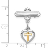 Cross Pin Charm Pendant in Real 925 Sterling Silver