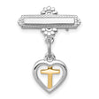 Cross Pin Charm Pendant in Real 925 Sterling Silver