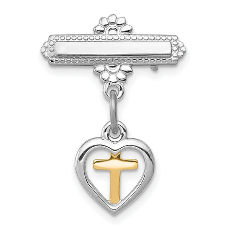 Cross Pin Charm Pendant in Real 925 Sterling Silver