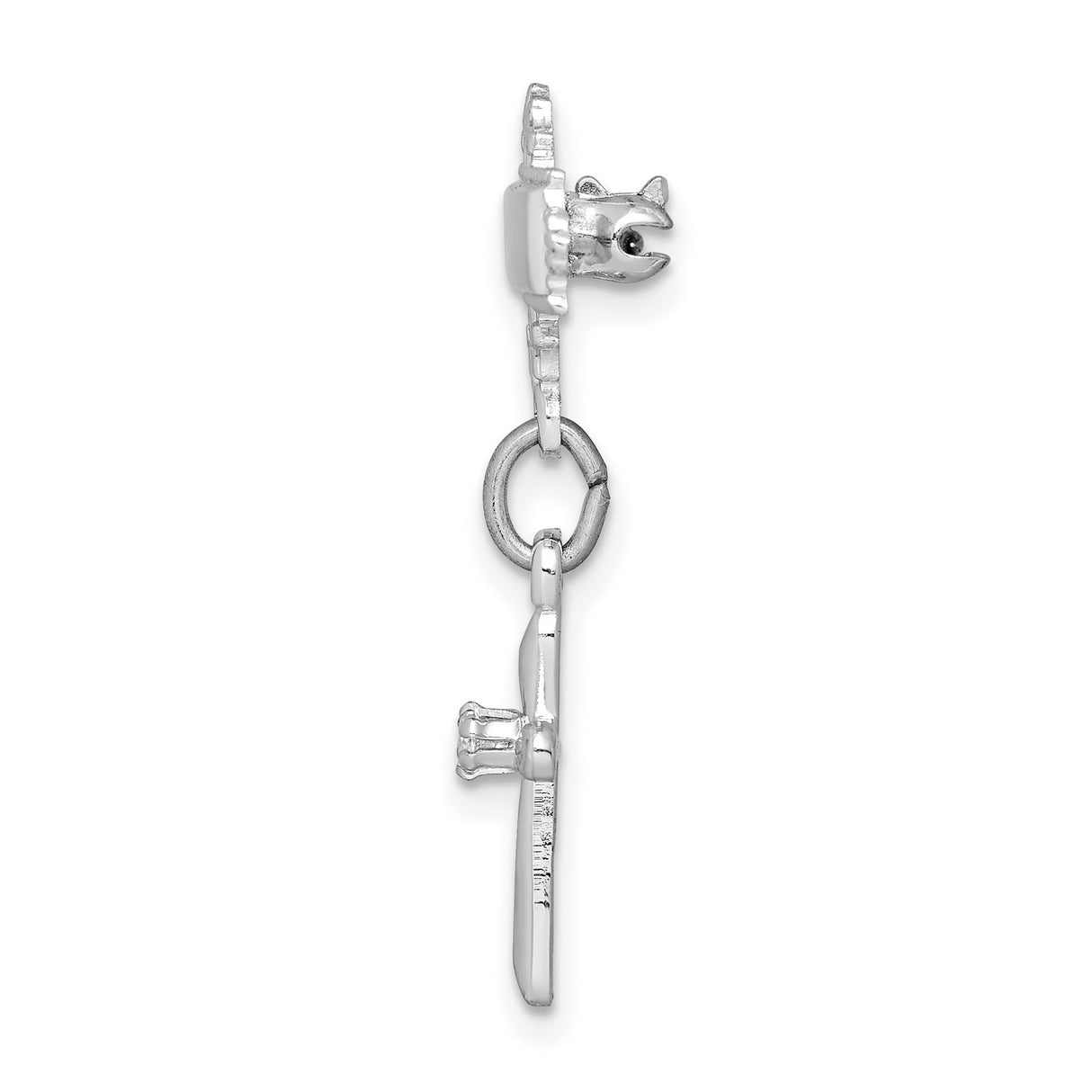 Polished CZ Cross Pin Charm Pendant in Real 925 Sterling Silver