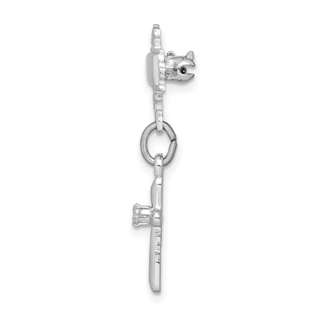 Sterling Silver Cross Pendant with Cubic Zirconia, Floral Accents, Vintage Faith Design