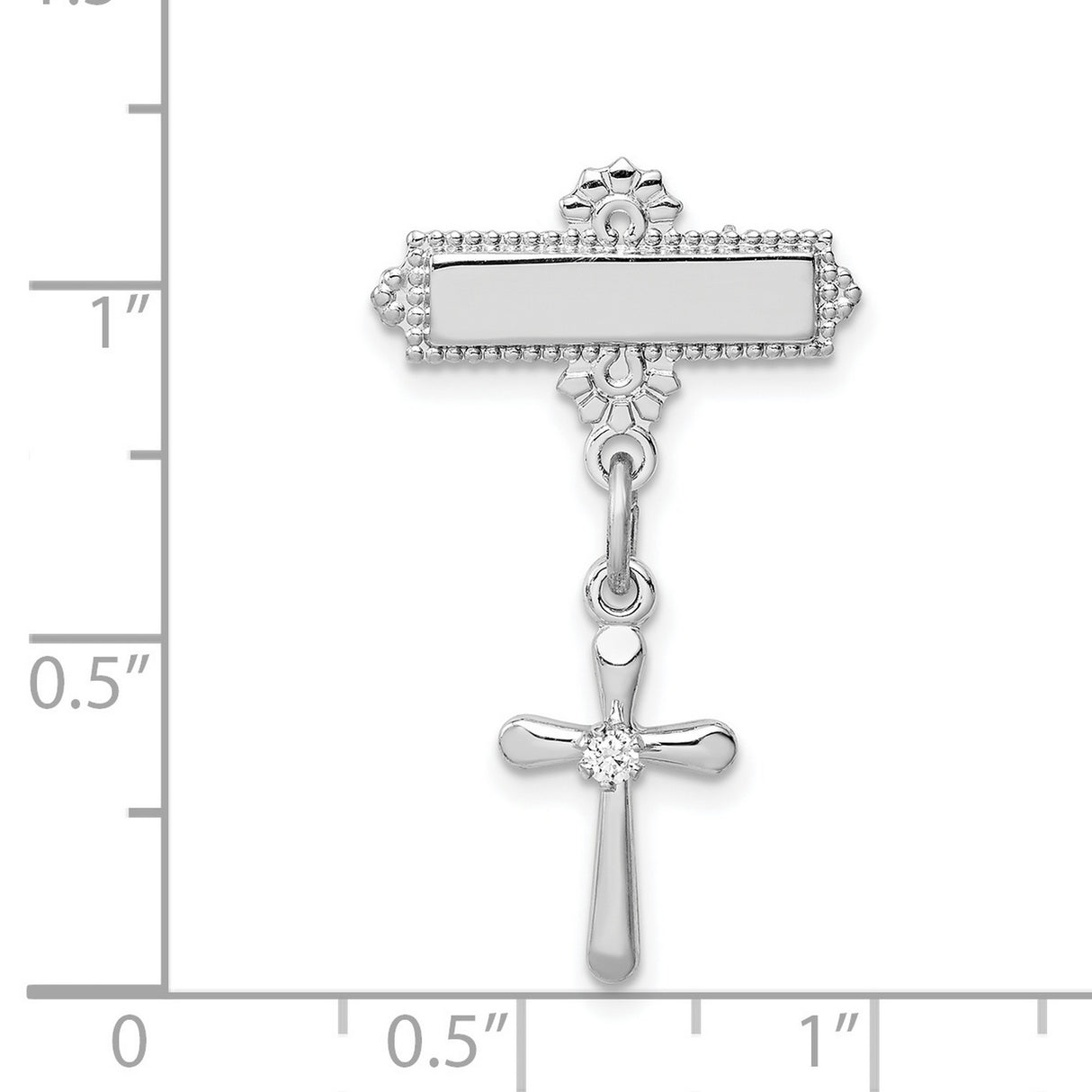 Polished CZ Cross Pin Charm Pendant in Real 925 Sterling Silver