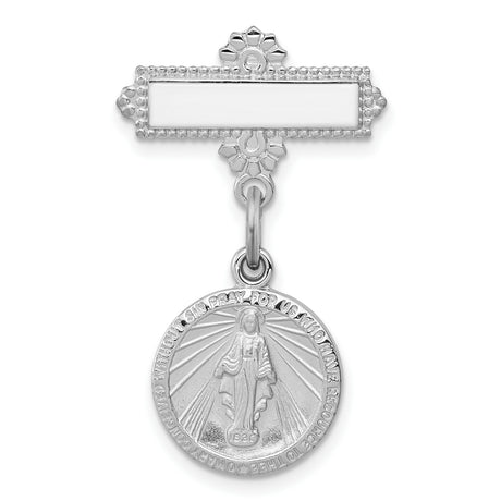 Miraculous Medal Pin Charm Pendant in Real 925 Sterling Silver