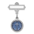 Enameled Miraculous Medal Pin Charm Pendant in Real 925 Sterling Silver