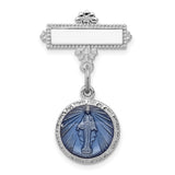 Enameled Miraculous Medal Pin Charm Pendant in Real 925 Sterling Silver
