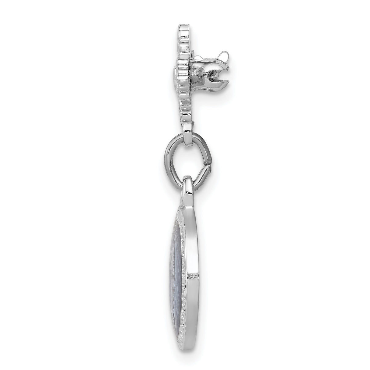Enameled Miraculous Medal Pin Charm Pendant in Real 925 Sterling Silver