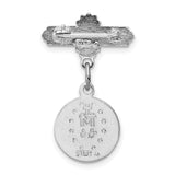 Enameled Miraculous Medal Pin Charm Pendant in Real 925 Sterling Silver