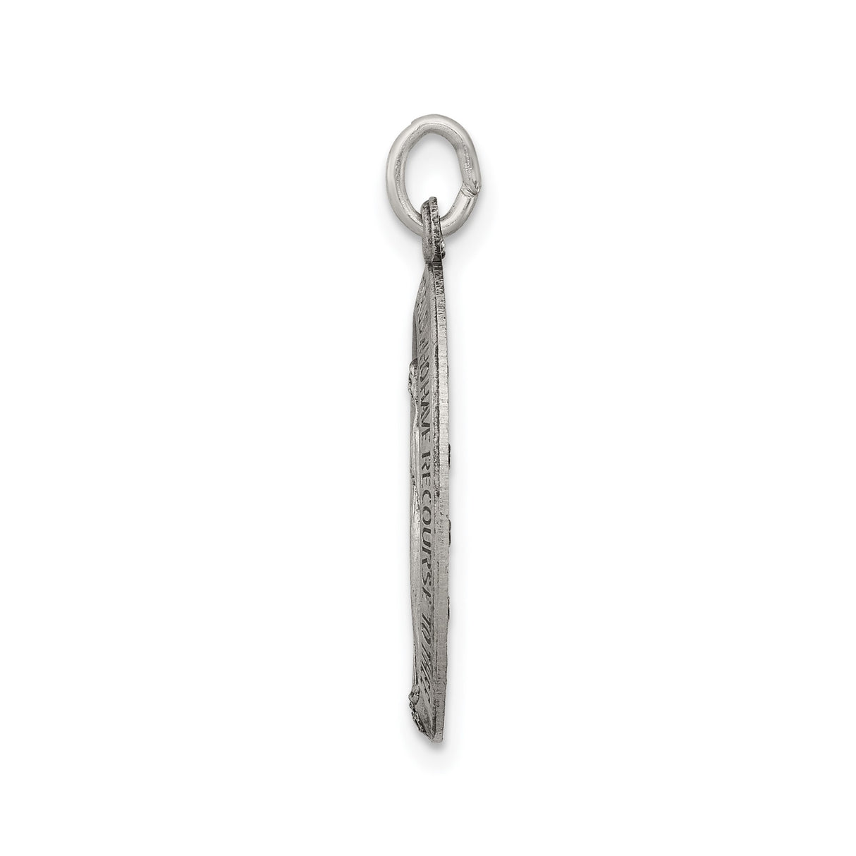 Sterling Silver Miraculous Medal Pendant with Virgin Mary and Inscription