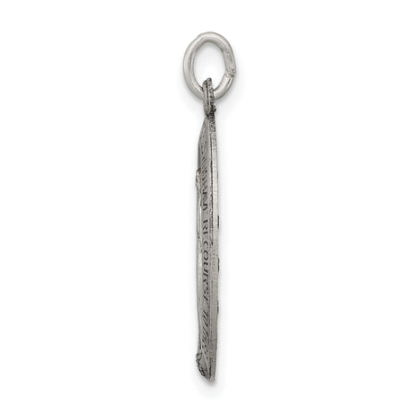Sterling Silver Miraculous Medal Pendant with Virgin Mary and Inscription