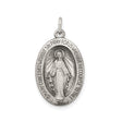 Sterling Silver Miraculous Medal Pendant with Virgin Mary and Inscription
