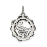 Christian Science Cross Thru Crown Religious Symbol Charm Pendant in Real 925 Sterling Silver