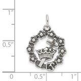 Christian Science Cross Thru Crown Religious Symbol Charm Pendant in Real 925 Sterling Silver