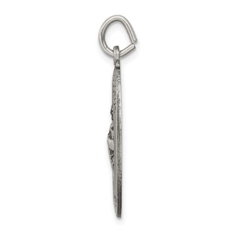 Sterling Silver Saint Jude Thaddeus Pendant with Pray for Us Medallion and Halo Engraving