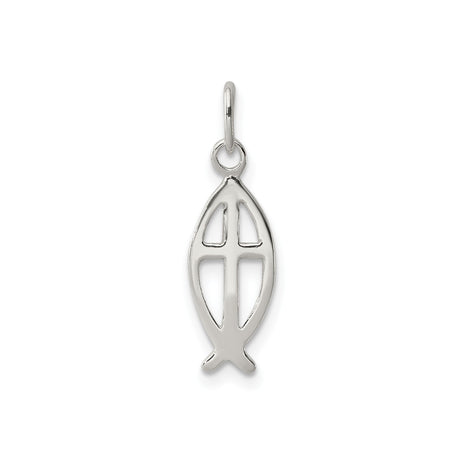 Sterling Silver Pendant with Ichthus Fish Cross and Openwork Design for Men and Women