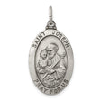 Sterling Silver Saint Joseph Medal Pendant with Raised Image Holding Christ and Lily