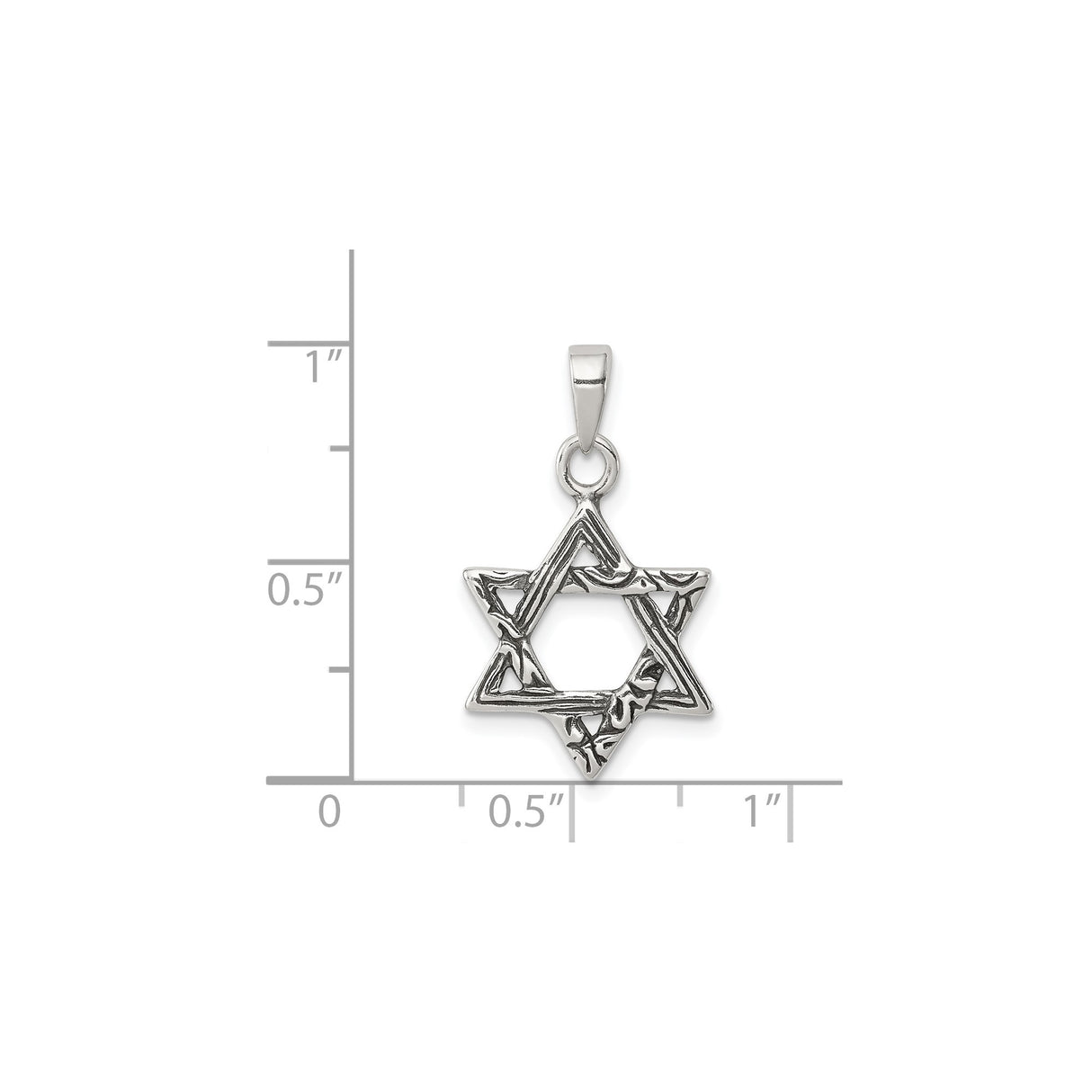 Sterling Silver Star of David Pendant with Textured Branch Design, Jewish Symbol Jewelry