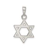 Sterling Silver Star of David Pendant with Textured Design, Jewish Religious Charm