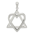 Sterling Silver Pendant, Heart and Star of David, Jewish Faith Charm for Women or Unisex Wear