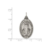 Sterling Silver Miraculous Medal Pendant, Virgin Mary with O Mary Conceived Prayer, Catholic Jewelry