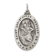 Oval Seven Star Saint Christopher Protect Us Charm Pendant in Real 925 Sterling Silver