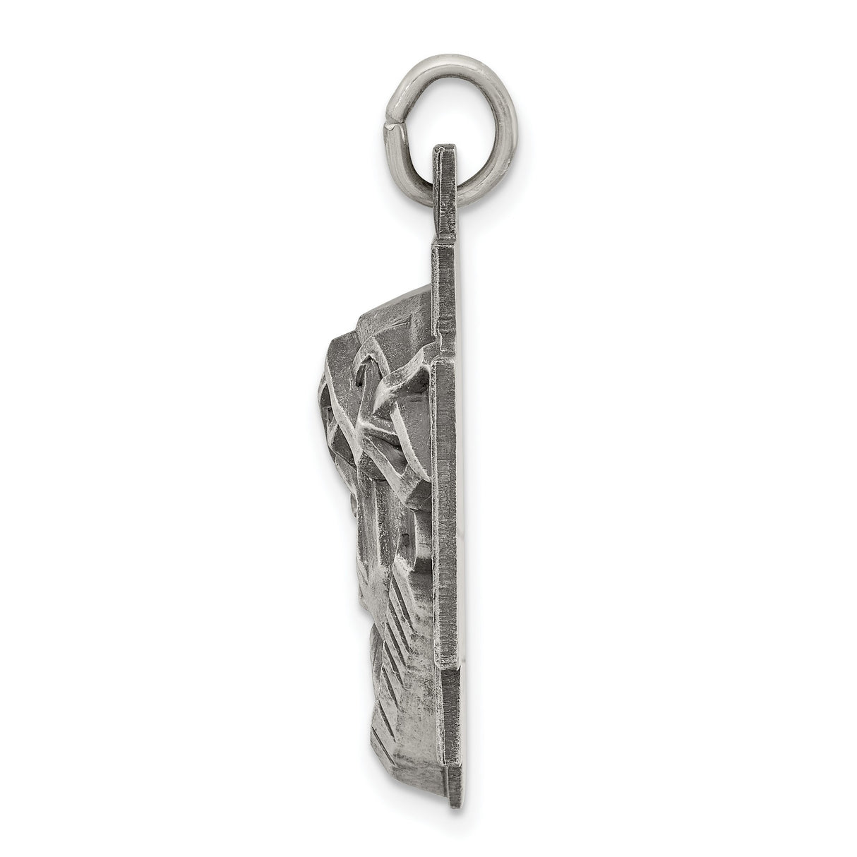 Sterling Silver Jesus Christ Cross Pendant with Sculpted Face and Crown of Thorns