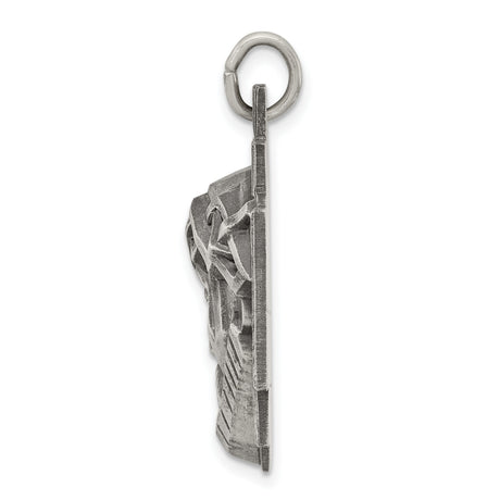 Sterling Silver Jesus Christ Cross Pendant with Sculpted Face and Crown of Thorns