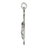 Sterling Silver Crucifix Pendant with Matte Finish and Filigree Gothic Cross Design