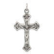 Sterling Silver Crucifix Pendant with Matte Finish and Filigree Gothic Cross Design
