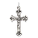 Sterling Silver Crucifix Pendant with Matte Finish and Filigree Gothic Cross Design