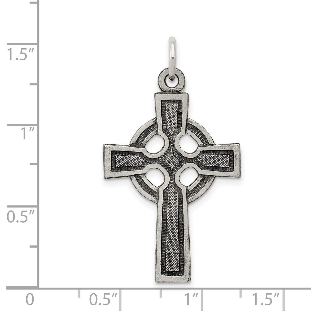 Sterling Silver Celtic Cross Pendant with Textured Design and Antiqued Finish for Men and Women