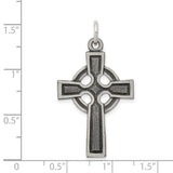 Sterling Silver Celtic Cross Pendant with Textured Design and Antiqued Finish for Men and Women
