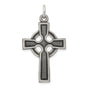 Sterling Silver Celtic Cross Pendant with Textured Design and Antiqued Finish for Men and Women