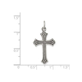 Sterling Silver Cross Pendant with Ornate Detailing, Vintage Religious Unisex Design