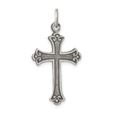 Sterling Silver Cross Pendant with Ornate Detailing, Vintage Religious Unisex Design