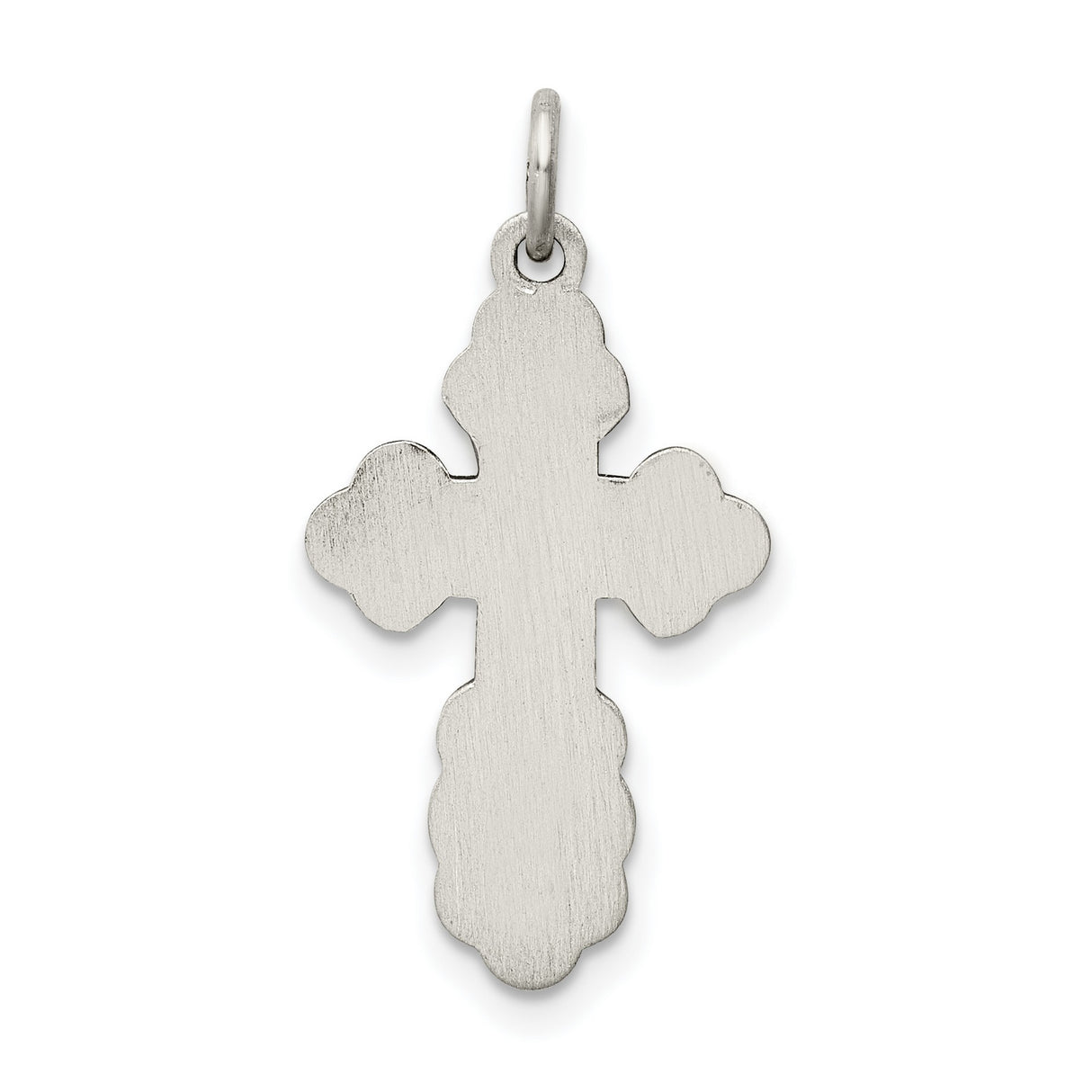 Satin Finish Eastern Orthodox Cross Charm Pendant in Real 925 Sterling Silver