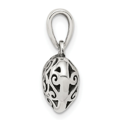 Sterling Silver Heart Pendant with Filigree Scroll Design, Romantic Openwork Charm