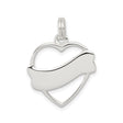 Sterling Silver Heart Pendant with Engravable Banner, Unisex Romantic Keepsake Charm
