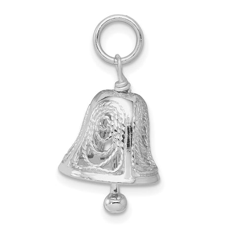 Sterling Silver Bell Pendant with Filigree Design, Christian Faith Charm for Women or Unisex Wear
