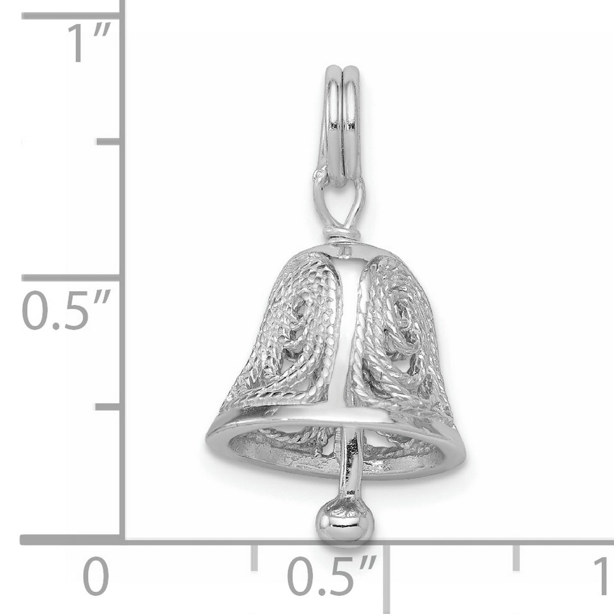 Sterling Silver Bell Pendant with Filigree Design, Christian Faith Charm for Women or Unisex Wear
