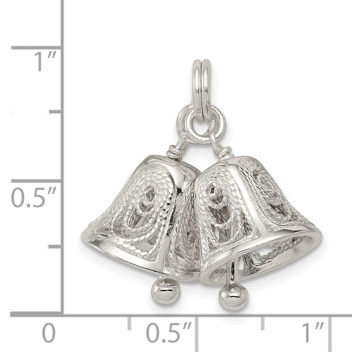 Sterling Silver Double Bell Pendant with Filigree Detailing, Christian Unity Symbol