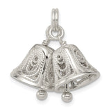Sterling Silver Double Bell Pendant with Filigree Detailing, Christian Unity Symbol