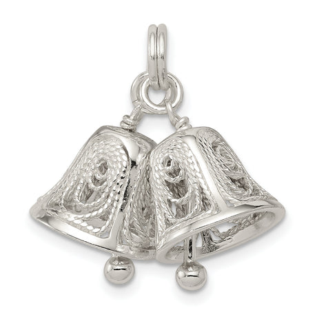 Sterling Silver Double Bell Pendant with Filigree Detailing, Christian Unity Symbol