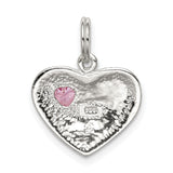 Big Sis CZ Heart Charm Pendant in Real 925 Sterling Silver