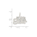 Sterling Silver Pendant with I Love My Sister Phrase and Heart Charm